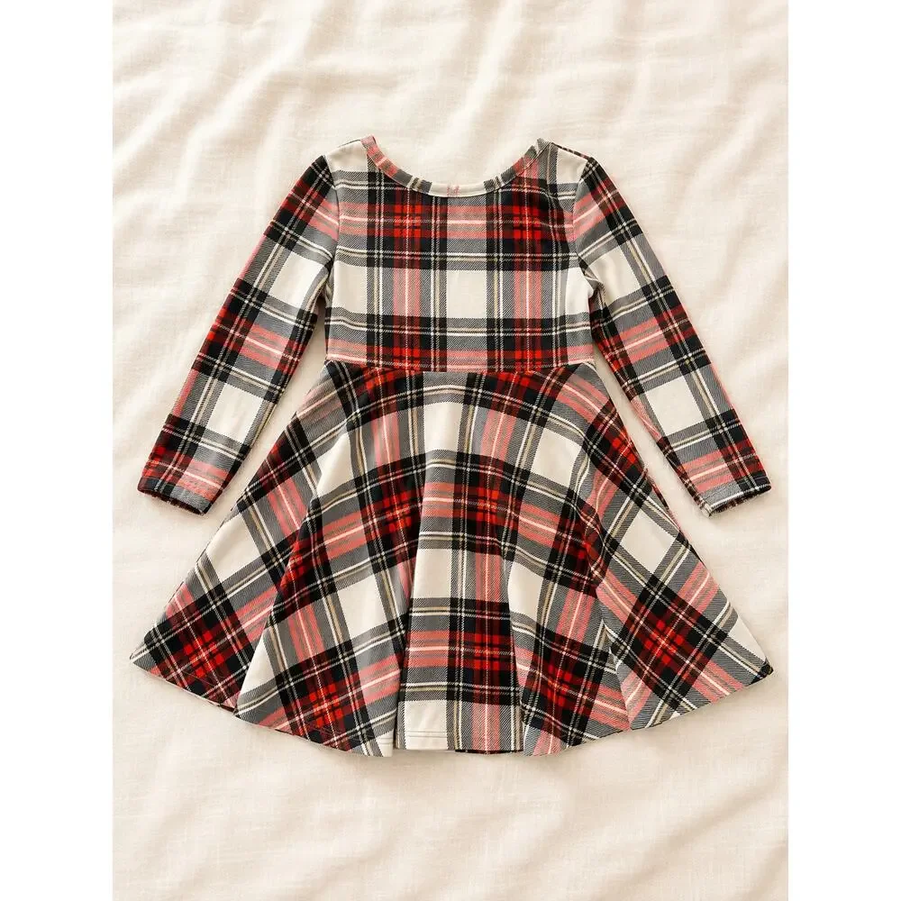 Marie Nicole Girls 2T Plaid Christmas Dress Red Black Holiday Twirl Long Sleeve